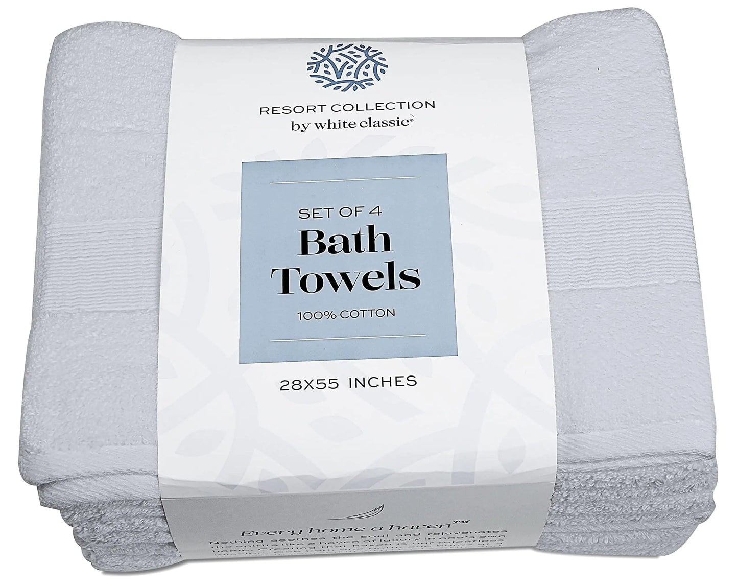 Resort Collection Soft Bath Towels 28x55 in 4 Pack