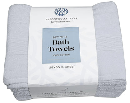 Resort Collection Soft Bath Towels 28x55 in 4 Pack