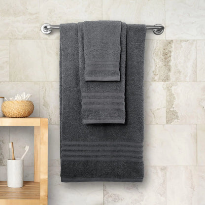 12 Pcs Set Gray Bath Hand Towels  Highly Absorbent